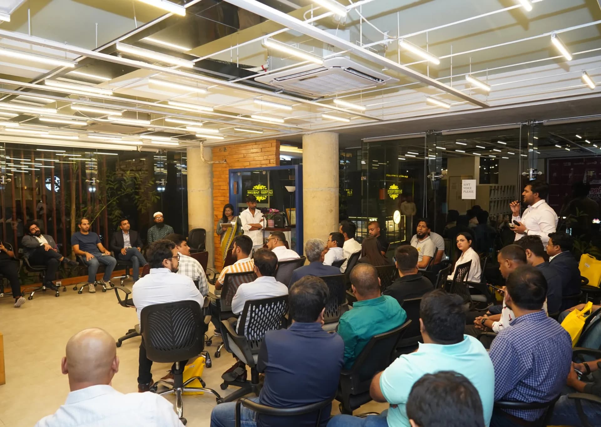 Team collaborating in modern office